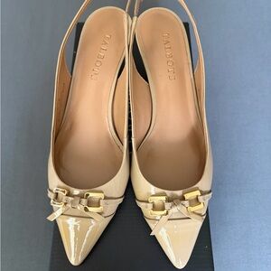 Talbots Beige Patent Slingback Heels